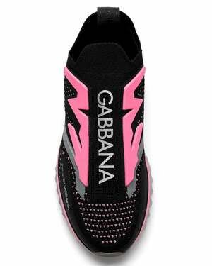 NWB Dolce & Gabbana Sorrento Slip On Sneakers Black Pink Size 38